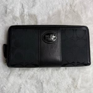 COACH y2k Black Canvas Leatherware Legacy Signature Wallet